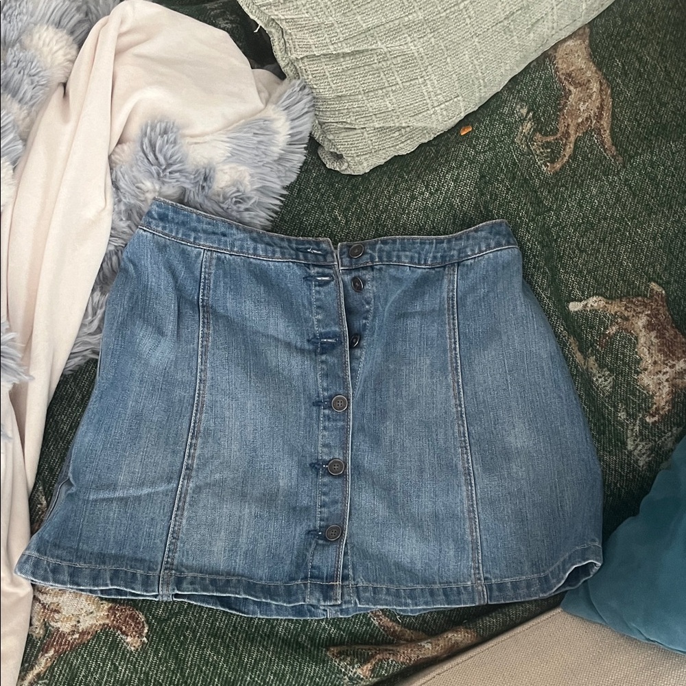 Abercrombie & Fitch Blue Button-Front Denim Mini Skirt